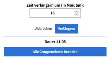 Features BigBlueButton Version 2.4 - Gruppenraum Zeit verlängern